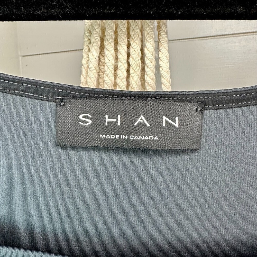 Shan Sofia Sheath Mini Dress Square Neck Anthracite Black 3D Jersey NWT Size 10 - Picture 12 of 16